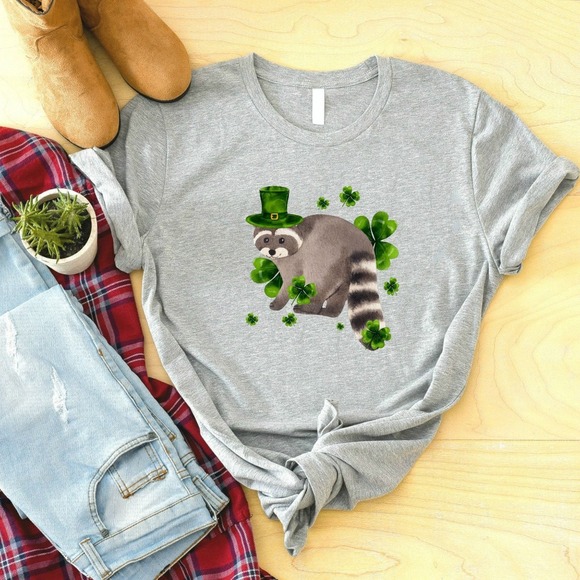 St Patrick's Raccoon Shirt, Happy St Patrick's Day Shirt, Lucky Shirt - Picture 1 of 2
